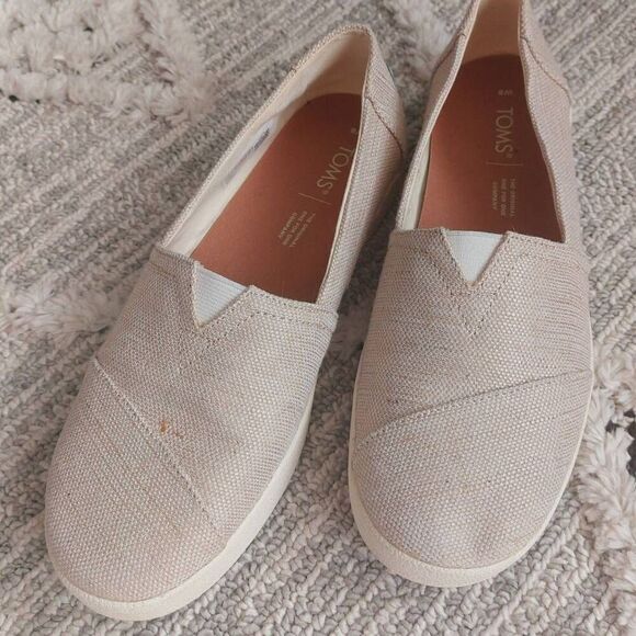 TOMS Verona Slip-On Sneakers | Natural Canvas | Size 8 | Metallic Shimmer - Picture 1 of 7